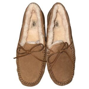 UGG Suede Tan Moccasin Shearling Lined Slippers Men's Size 12 NWOB